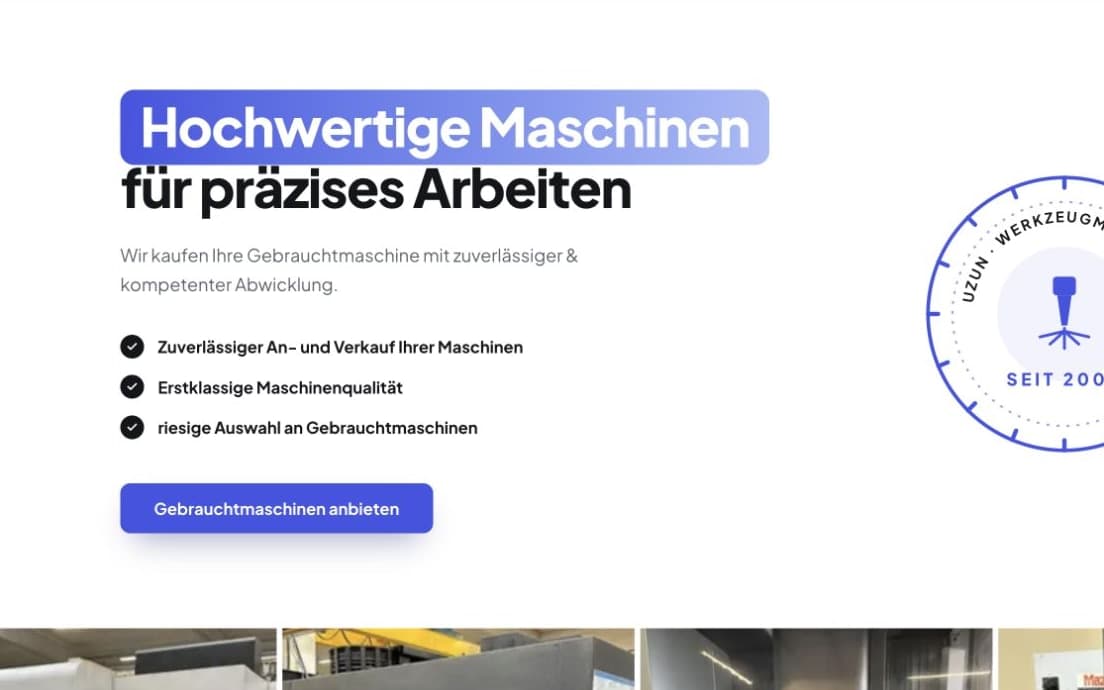 Neue Website von Uzun Werkzeugmaschinen nach dem Relaunch durch mu digital