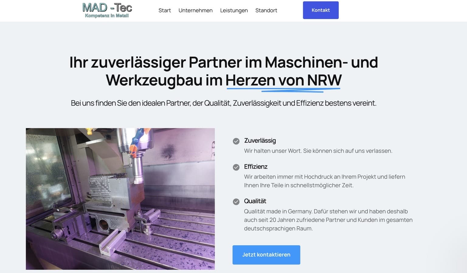 Projektbeispiel MAD-TEC mit technischer B2B-Website